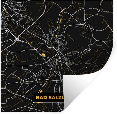 Muurstickers - Sticker Folie - Stadskaart – Kaart – Bad Salzuflen – Gold – Duitsland – Plattegrond - 100x100 cm - Plakfolie - Muurstickers Kinderkamer - Zelfklevend Behang XXL - Zelfklevend behangpapier - Stickerfolie