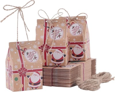 30 Stuks Kerstfeest Cadeau Dozen, Kraft Papier Snoepdozen, Feestelijke Verpakkingen voor Kinderen en Adventskalender DIY Decoraties
