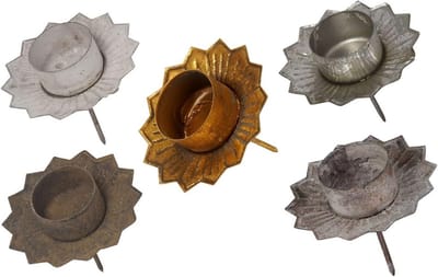Decoratief Kaarsenbord voor Theelicht – Antiek Zilver Metaal – Steekmodel