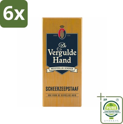 Vergulde Hand Scheerzeepstaaf 75 gr - Voordeelverpakking - 6 stuks - Scheerzeepstaaf - Scheerbeleving