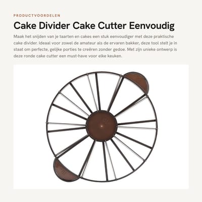 Dailygoods- Cake Divider 10-12 Plakjes - Ronde Taartverdeler - Gelijke Porties - Bakken Tool - Cake Cutter - Separator
