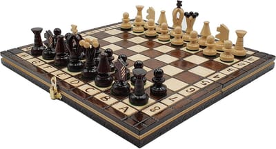 Schaakspel Houten - Koninklijk Bord - Strategisch Spel - Inklapbaar Ontwerp - 31 x 31 cm - Natuurlijk Hout