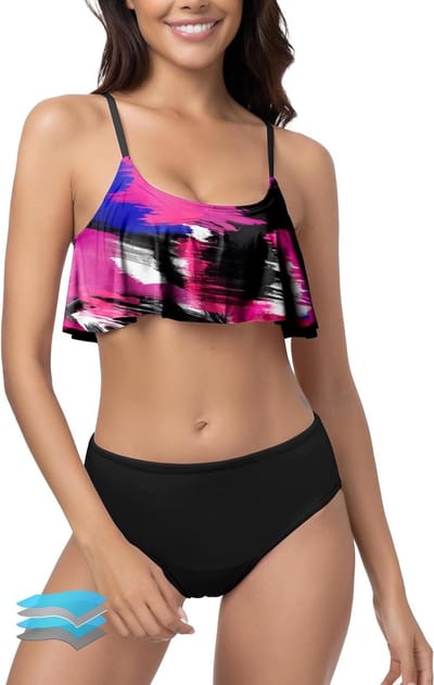Menstruatie Bikini Set - Periode Badpak - Zwemmen Zonder Zorgen - Lekvrij Ontwerp - 2 Delig - Zwart