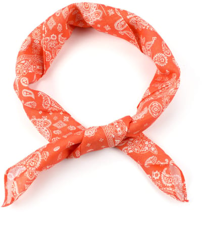 Vierkante Sjaal met Rijkgedetailleerd Bandana- en Paisleydessin (65x65cm) - Oranje
