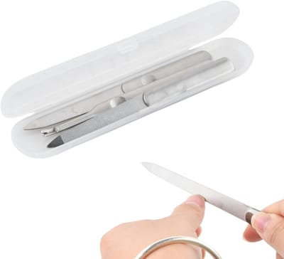 Nagelvijl Set - Manicure Pedicure - Nagels Vormgeven - Roestvrij Staal - 2 Delig - Zilver