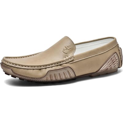 Echt Leren Schoenen Trendy Casual Leren Schoenen Britse Eénpedaal Rijden Modieuze Schoenen Grote Maten Herenschoenen 48 beige
