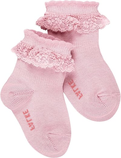 Babysokken - Sokjes voor baby's - Feestelijke gelegenheden - Romantische kanten rand - 1-pack - Roze