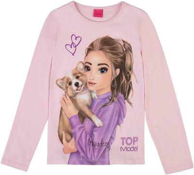 Roze Meisjes T-Shirt met Glamoureuze Print - Kinderkleding