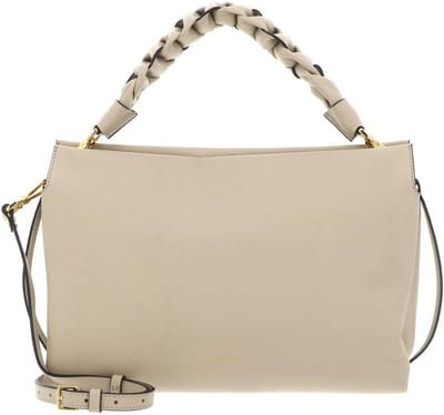 COCCINELLE Leren handtas schoudertas Boheme Grana Double Hand Bag Sandshell / Seagrass beige