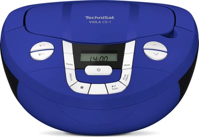 TechniSat VIOLA CD-1 - draagbare stereo cd-speler, boombox met praktische draaggreep (radio voor kinderen, FM-radiotuner, bluetooth-ontvangst, 2 x 1 W RMS-vermogen, net- en batterijvoeding) blauw