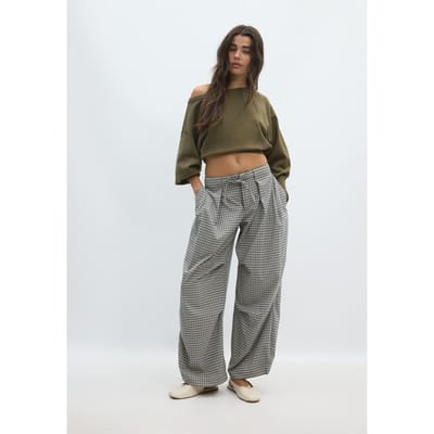 Stradivarius Technische broek met plooien en print  Zwart XS