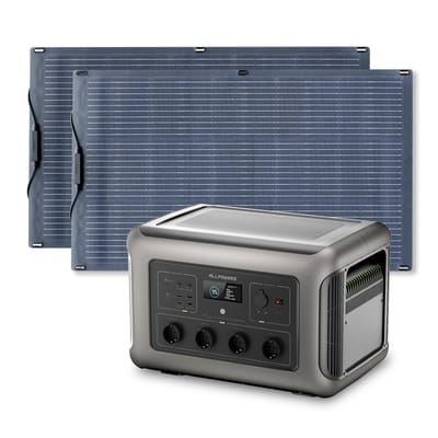 ALLPOWERS Solar Generator Kit 3500W (R3500 V2 + SF100 100W Flexible Solar Panel) - R3500+ 2PCS SF100 Solar Panel 100W