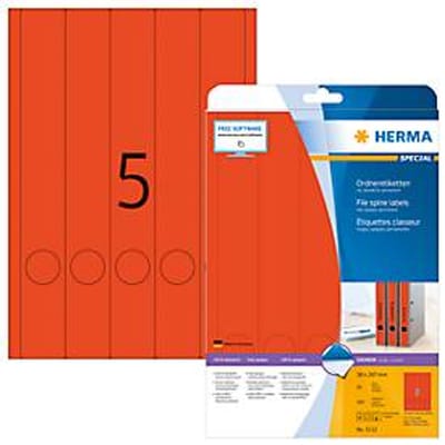 Herma ordneretiketten A4, 297 mm lang, permanent hechtend/bedrukbaar, 100 stuks, rood