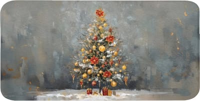 WC mat 120x60 cm - Antislip - Kerstboom - Cadeaus - Rood - Goud - Toiletmat - Vloermat - Douchemat - Toilet tapijt - Toiletmatten