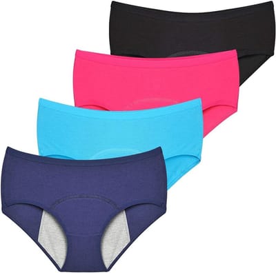 Menstruatiebroekjes - Katoenen slips - Comfortabele bescherming - Ademend microgaas - 4 stuks - Diverse kleuren