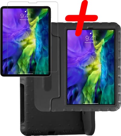 Hoesje Geschikt voor Apple iPad Pro (2022) - 11 inch - 4e generatie - Met Screenprotector - Kinderhoes Shockproof Bumper - Kidsproof Case - Tablet Hoes - Kinder Hoes Cover - Zwart