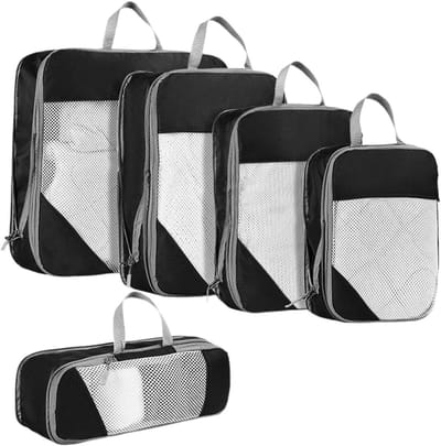 Compressiezakken Reizen - Opbergtas Onderweg - Ruimte Besparen - Waterdichte Coating - 34x24x3 cm - Zwart