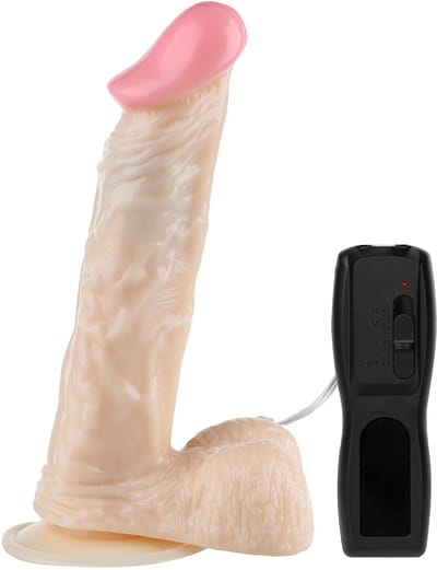 Being Fetish - Vibrerende PVC Dildo op Batterijen - 21,5 cm - Lichte Huidskleur