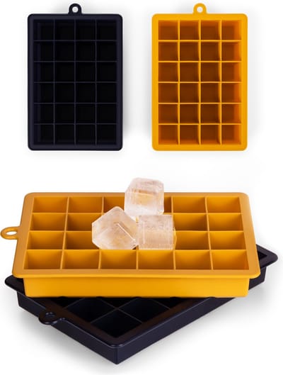 Blumtal Siliconen Ijsblokjesvorm - 26 mm, zwart-blauw - pittige mosterd, Vierkant - set van 2 x 24