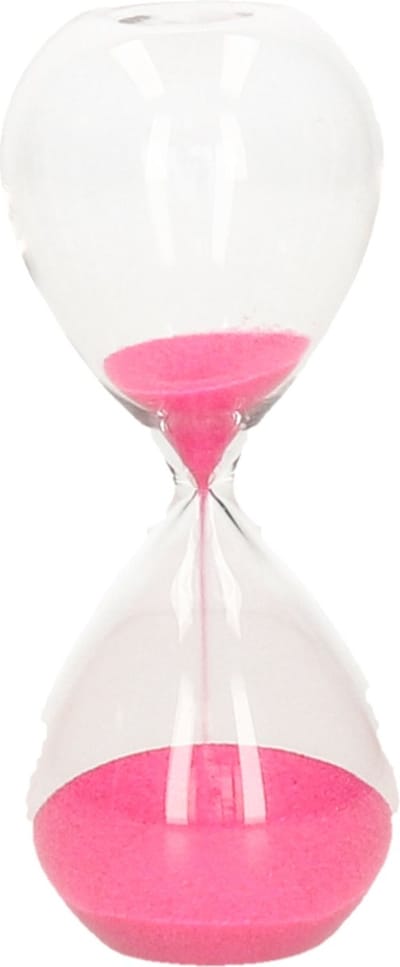 Zandloper cilinder Timer - decoratie of tijdsmeting - 5 minuten roze zand - H12 cm - glas