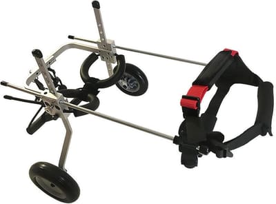 2-wielige hondenrolstoel/wagen Verstelbare gehandicapte hond Mobiliteit Loopauto met wielondersteuning voor gehandicapte en verlamde huisdieren Achterpoten Rehabilitatie Zilver Xs-Widen (Xxs