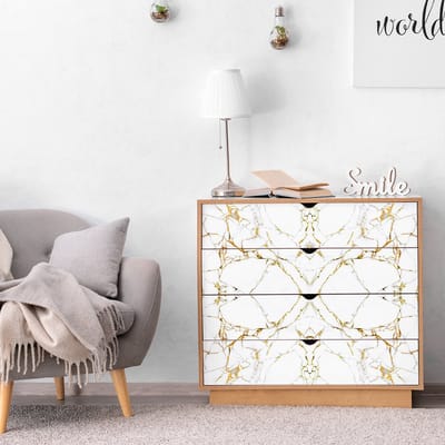 Meubelsticker met goud- en grijsmarmeren patroon, 40 x 60 cm