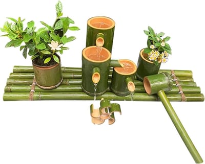 Bamboe Waterfontein - Decoratieve Pomp - Tuin Decoratie - Roterend Waterwiel - N.v.t. - Natuurlijk
