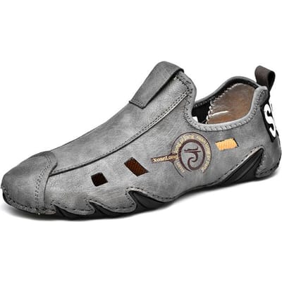 Nieuwe Zomer Heren Zacht Leer Casual Schoenen Luxe Mode Zachte Loafers Mocassins Ademend Antislip Rijschoenen Grote Maat 43 gray