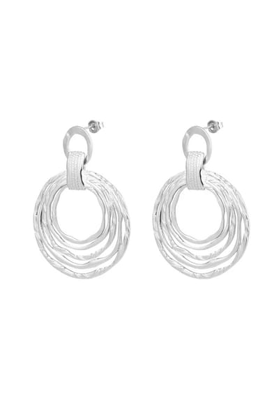 Oorbellen cirkels - Zilver kleur Stainless Steel - rvs- oorbel