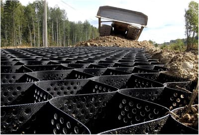 Grindrooster - Stabilisatierooster Bodemrooster - Opritten Stabiliseren - Erosiebestendig HDPE - 10cm Hoog 2x1m - Zwart