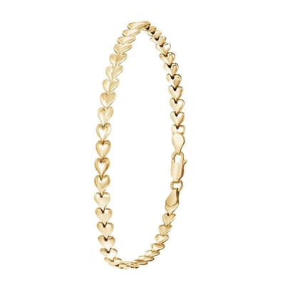 Lucardi Dames Armband plated hart schakel - Echt Zilver - Armband - Cadeau - 19 cm - Goudkleurig