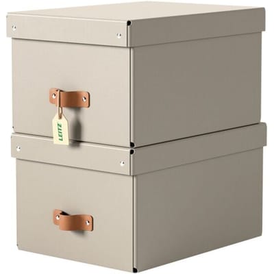 Leitz Puro Middelgrote Opbergdoos met Deksel - Set van 2 - 17L - 100% Gerecycled Karton - Beige