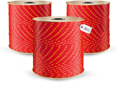 DQ-PP POLYPROPYLEEN Touw, 2 mm, 10 m, ROOD, Draagvermogen tot 82 kg Vlechtlijn Textieltouw Lijn Koord Touw Kunststof touw gevlochten