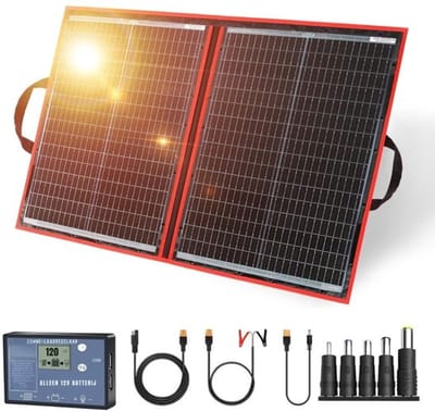 Thuys – Luxe Zonnepanelen – Compleet Pakket – Opvouwbaar – Camper – Inclusief Accessoires – Modern Design – Zwart/Rood