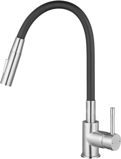 CECIPA max Keukenkraan - Met Flexibele Uitloop - Keuken Kraan - 2 Waterafvoermodi - keukenmengkraan 360° draaibare - Zwart + Zilver