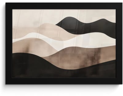 Poster in lijst - Fotolijst 30x20 cm - Posters - Abstract - Landschap - Golven - Crèmekleur - Posterlijst zwart - Decoratie - Wanddecoratie woonkamer - Muurdecoratie slaapkamer