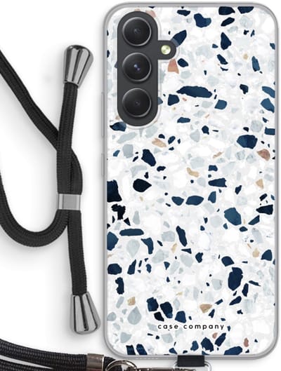 Case Company® - Hoesje met koord geschikt voor Samsung Galaxy A54 hoesje met Koord - Terrazzo N°1 - Telefoonhoesje met Zwart Koord - Bescherming aan alle Kanten en Over de Schermrand