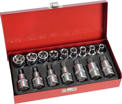 Spline en torx doppenset 1/2 16 delig