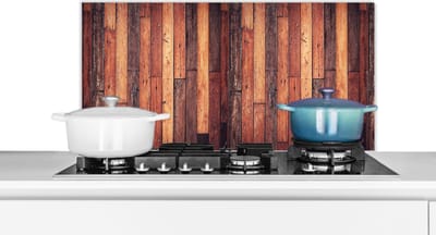 Spatscherm keuken 90x45 cm - Kookplaat achterwand Plank - Vintage - Patroon - Muurbeschermer - Spatwand fornuis - Hoogwaardig aluminium