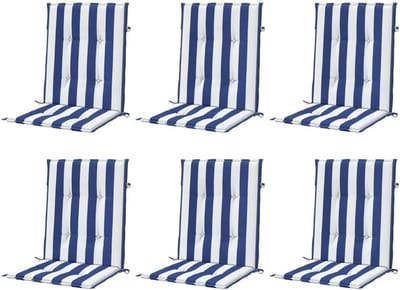 Set van 6 Tuinstoelkussens met Lage Rugleuning - Waterafstotend en Comfortabel
