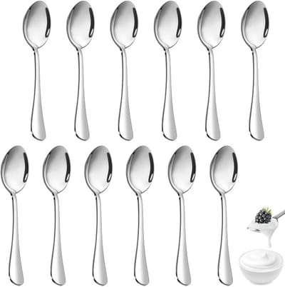 Set van 12 Roestvrijstalen Koffielepels van 14 cm - Duurzame Theelepels en Dessertlepels, Vaatwasserbestendig, Perfect voor Thuis en Restaurantgebruik