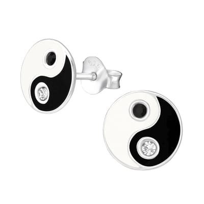 Montebello Oorbellen Yin Yang - 925 Zilver - Zirkonia - ∅9mm