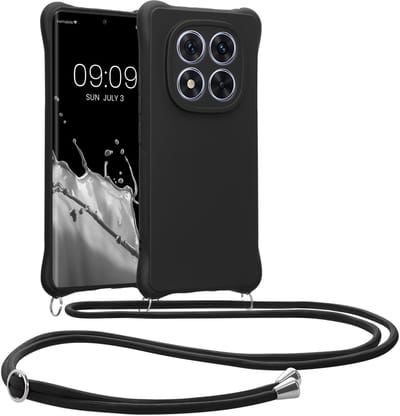 kwmobile telefoonhoesjegeschikt voor Xiaomi Redmi Note 14 Pro+ 5G / Redmi Note 14 Pro Plus 5G - Hoesje van siliconen met telefoonkoord - In mat zwart