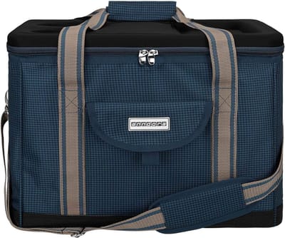 Koeltas XL blauwe pied-de-poule 40 liter isoleertas picknicktassen