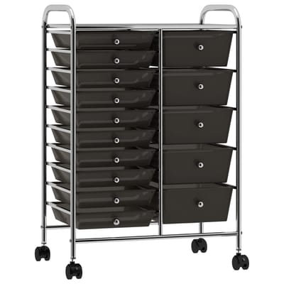 vidaXL - Opbergtrolley - met - 15 - lades - mobiel - XXL - kunststof - zwart