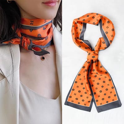 Zijden sjaal-stijl zijden sjaal voor dames - Kleurblokkenprint - Fris en delicaat - Decoratieve shawl over shirts -30，14*150CM