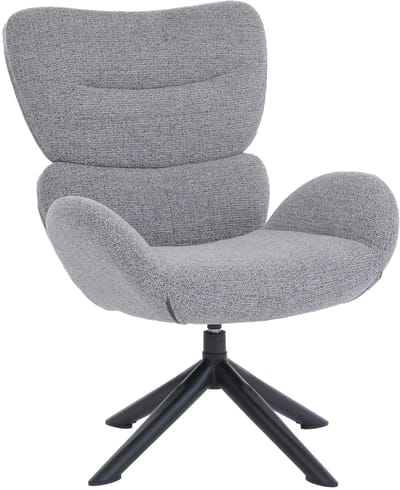 Loungestoel MCW-Q53, fauteuil, loungestoel, eetkamerstoel, draaibaar, metaal, chenille (420 g/m²) ~ donkergrijs