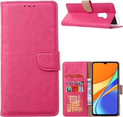 Bookcase Geschikt voor: Xiaomi Redmi 9 - Bookcase Roze - portemonee hoesje
