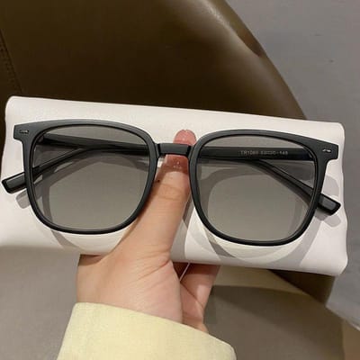 Ultralichte Fotocromische Zonnebril voor Mannen Vrouwen Vintage Vierkant Montuur Slimme Myopie Bril Mode Brillen 0 gray