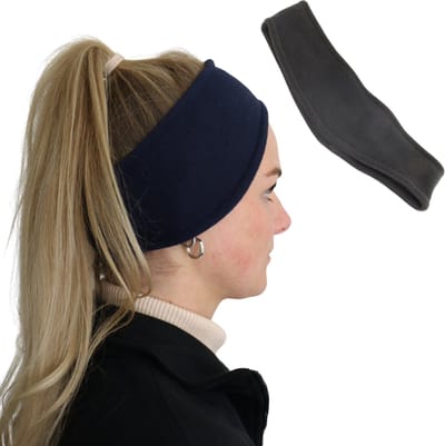 HIXA Fleece - Hoofdband - Oorwarmers - 2 stuks - zwart - Unisex - Headband - Polyester - Winter accessoires